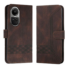 Coque Portefeuille Livre Cuir Etui Clapet YX5 pour Oppo Reno10 5G Marron