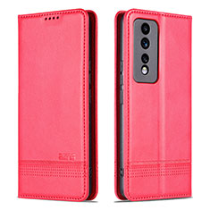 Coque Portefeuille Livre Cuir Etui Clapet YZ1 pour Huawei Honor 80 GT 5G Rose Rouge