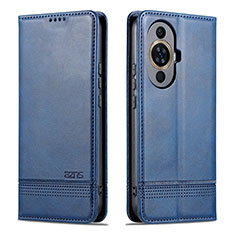 Coque Portefeuille Livre Cuir Etui Clapet YZ1 pour Huawei Nova 11 Pro Bleu