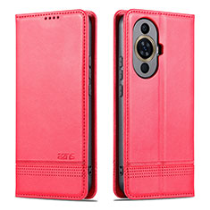 Coque Portefeuille Livre Cuir Etui Clapet YZ1 pour Huawei Nova 11 Pro Rose Rouge