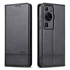 Coque Portefeuille Livre Cuir Etui Clapet YZ1 pour Huawei P60 Noir