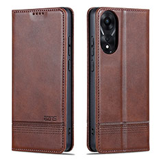 Coque Portefeuille Livre Cuir Etui Clapet YZ1 pour Oppo A78 4G Marron