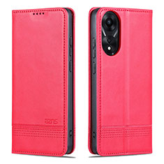 Coque Portefeuille Livre Cuir Etui Clapet YZ1 pour Oppo A78 4G Rose Rouge