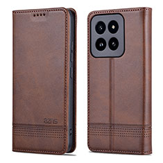 Coque Portefeuille Livre Cuir Etui Clapet YZ1 pour Xiaomi Mi 14 5G Marron