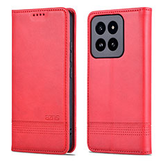 Coque Portefeuille Livre Cuir Etui Clapet YZ1 pour Xiaomi Mi 14 5G Rose Rouge