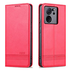 Coque Portefeuille Livre Cuir Etui Clapet YZ1 pour Xiaomi Redmi K60 Ultra 5G Rose Rouge