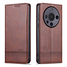 Coque Portefeuille Livre Cuir Etui Clapet YZ2 pour Huawei Mate 60 Pro Marron