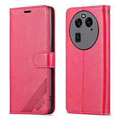 Coque Portefeuille Livre Cuir Etui Clapet YZ3 pour Oppo Find X6 5G Rose Rouge