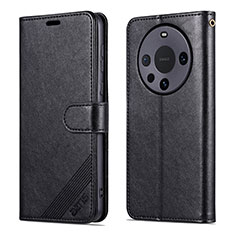 Coque Portefeuille Livre Cuir Etui Clapet YZ4 pour Huawei Mate 60 Pro Noir