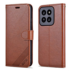 Coque Portefeuille Livre Cuir Etui Clapet YZ4 pour Xiaomi Mi 14 5G Marron