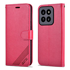 Coque Portefeuille Livre Cuir Etui Clapet YZ4 pour Xiaomi Mi 14 Pro 5G Rose Rouge