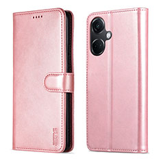 Coque Portefeuille Livre Cuir Etui Clapet YZ5 pour OnePlus Nord CE 3 5G Or Rose