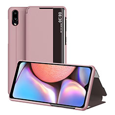 Coque Portefeuille Livre Cuir Etui Clapet ZL1 pour Samsung Galaxy M01s Or Rose