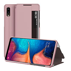 Coque Portefeuille Livre Cuir Etui Clapet ZL2 pour Samsung Galaxy A20e Or Rose