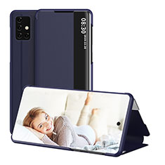 Coque Portefeuille Livre Cuir Etui Clapet ZL2 pour Samsung Galaxy A71 5G Bleu