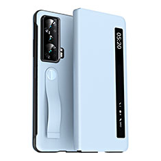 Coque Portefeuille Livre Cuir Etui Clapet ZL3 pour Huawei Honor Magic Vs Ultimate 5G Bleu Ciel