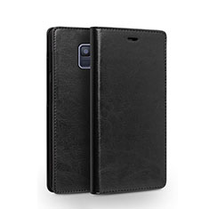 Coque Portefeuille Livre Cuir L01 pour Samsung Galaxy A6 (2018) Noir