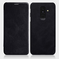 Coque Portefeuille Livre Cuir L01 pour Samsung Galaxy A6 Plus Noir