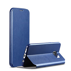 Coque Portefeuille Livre Cuir L01 pour Samsung Galaxy S7 Edge G935F Bleu