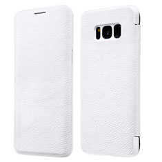 Coque Portefeuille Livre Cuir L01 pour Samsung Galaxy S8 Blanc