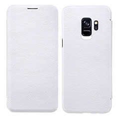 Coque Portefeuille Livre Cuir L01 pour Samsung Galaxy S9 Blanc