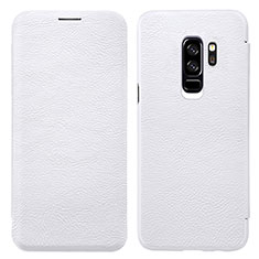 Coque Portefeuille Livre Cuir L01 pour Samsung Galaxy S9 Plus Blanc