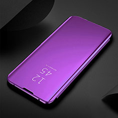 Coque Portefeuille Livre Cuir Miroir Housse Etui Clapet L01 pour Apple iPhone 15 Pro Max Violet