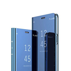 Coque Portefeuille Livre Cuir Miroir Housse Etui Clapet L01 pour Huawei P Smart Pro (2019) Bleu