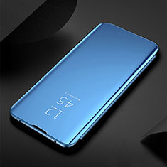 Coque Portefeuille Livre Cuir Miroir Housse Etui Clapet L01 pour OnePlus 9 5G Bleu