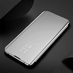 Coque Portefeuille Livre Cuir Miroir Housse Etui Clapet L01 pour Oppo A16 Argent