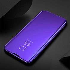 Coque Portefeuille Livre Cuir Miroir Housse Etui Clapet L01 pour Oppo A16 Bleu Royal