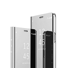 Coque Portefeuille Livre Cuir Miroir Housse Etui Clapet L01 pour Oppo A5 (2020) Argent