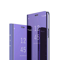 Coque Portefeuille Livre Cuir Miroir Housse Etui Clapet L01 pour Oppo F15 Violet