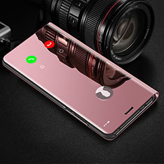 Coque Portefeuille Livre Cuir Miroir Housse Etui Clapet L01 pour Oppo F17 Pro Or Rose