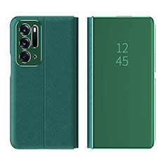 Coque Portefeuille Livre Cuir Miroir Housse Etui Clapet L01 pour Oppo Find N 5G Vert