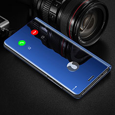 Coque Portefeuille Livre Cuir Miroir Housse Etui Clapet L01 pour Oppo Reno6 Lite Bleu