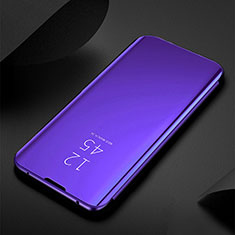 Coque Portefeuille Livre Cuir Miroir Housse Etui Clapet L01 pour Samsung Galaxy A50 Bleu Royal
