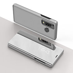 Coque Portefeuille Livre Cuir Miroir Housse Etui Clapet L01 pour Samsung Galaxy A9 (2018) A920 Argent