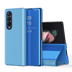 Coque Portefeuille Livre Cuir Miroir Housse Etui Clapet L01 pour Samsung Galaxy Z Fold4 5G Bleu