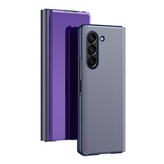 Coque Portefeuille Livre Cuir Miroir Housse Etui Clapet L01 pour Samsung Galaxy Z Fold5 5G Violet