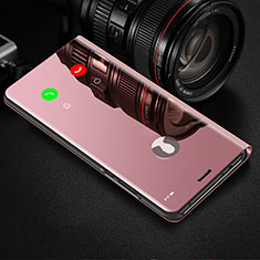 Coque Portefeuille Livre Cuir Miroir Housse Etui Clapet L01 pour Xiaomi Redmi Note 9S Or Rose