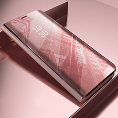 Coque Portefeuille Livre Cuir Miroir Housse Etui Clapet L03 pour Samsung Galaxy A30S Or Rose
