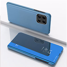 Coque Portefeuille Livre Cuir Miroir Housse Etui Clapet L04 pour Samsung Galaxy A22s 5G Bleu