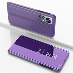 Coque Portefeuille Livre Cuir Miroir Housse Etui Clapet L04 pour Xiaomi Mi 12 5G Violet Clair