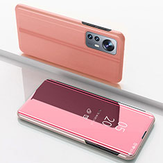 Coque Portefeuille Livre Cuir Miroir Housse Etui Clapet L04 pour Xiaomi Mi 12S 5G Or Rose