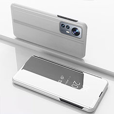 Coque Portefeuille Livre Cuir Miroir Housse Etui Clapet L04 pour Xiaomi Mi 12X 5G Argent