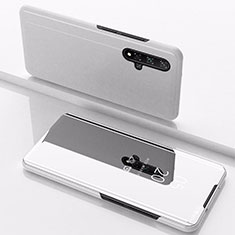 Coque Portefeuille Livre Cuir Miroir Housse Etui Clapet M01 pour Huawei Honor 20 Argent