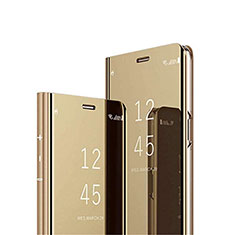 Coque Portefeuille Livre Cuir Miroir Housse Etui Clapet M01 pour Samsung Galaxy Note 10 Or