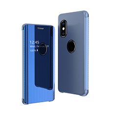 Coque Portefeuille Livre Cuir Miroir Housse Etui Clapet pour Apple iPhone Xs Max Bleu