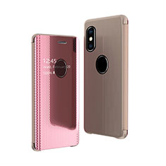 Coque Portefeuille Livre Cuir Miroir Housse Etui Clapet pour Apple iPhone Xs Or Rose